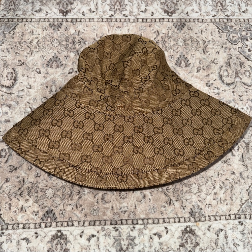 Gucci Brown Monogram Wide Brim Bucket Hat